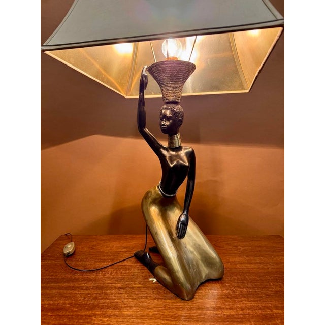 Large Bronze Table Lamp, 1970, in Very Good conditions. Designed 1960 to 1969 European Plug (up to 250V).The wiring of...