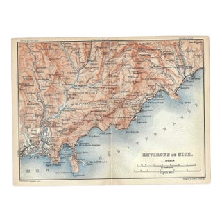 Antique Nice France Map For Sale
