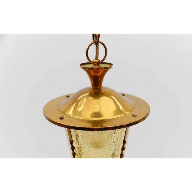 Mid-Century Modern Ceiling Lamp in Copper with Brass and Glass, 1950s For Sale - Image 6 of 10