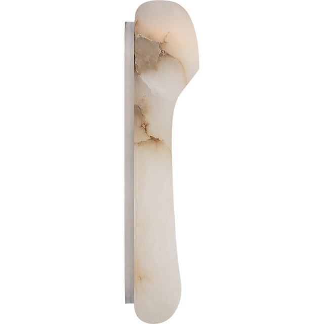 Modern Kelly Wearstler for Visual Comfort Signature Esculpa 18" Elongated Wall Light in Alabaster and Polished Nickel For Sale - Image 3 of 9