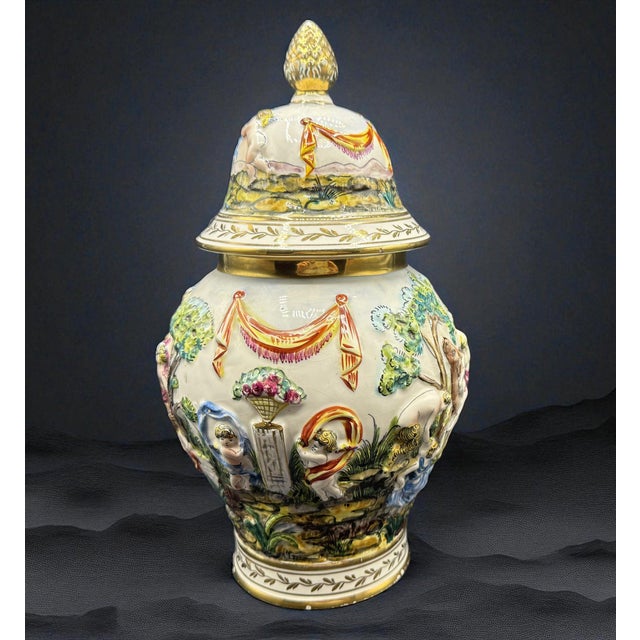Mythological Ceramic Art Vase attributed to Capodimonte For Sale - Image 6 of 18