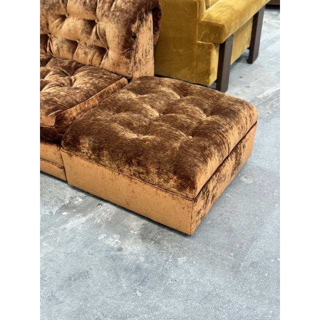 1970s Tufted Sectional in High Pile Chenille For Sale - Image 15 of 17
