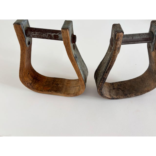 Brown 1940s Western Horse Saddle Stirrup, a Mismatched Pair For Sale - Image 8 of 8