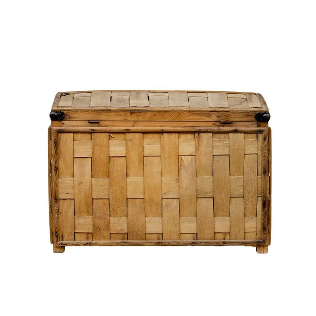Wood Antique Rustic Scandinavian Hand Woven Storage Box, 1890 For Sale - Image 7 of 9