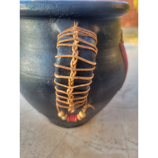 Mid 20th Century Clay Vessel With Textile Bird Design For Sale - Image 4 of 13