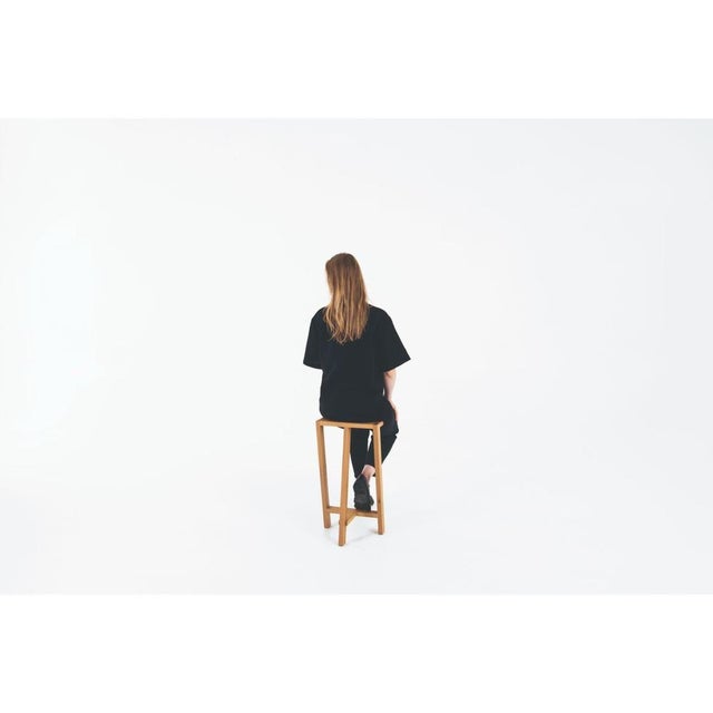 Large Pausa Oak Stools by Pierre-Emmanuel Vandeputte, Set of 4 For Sale - Image 9 of 18