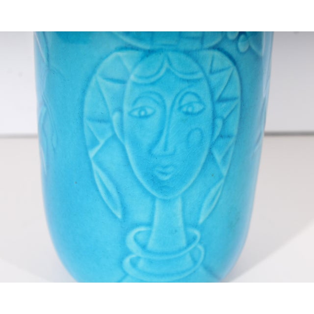 Rörstrand Sweden Blue Ceramic Bottle With Stopper For Sale - Image 4 of 8