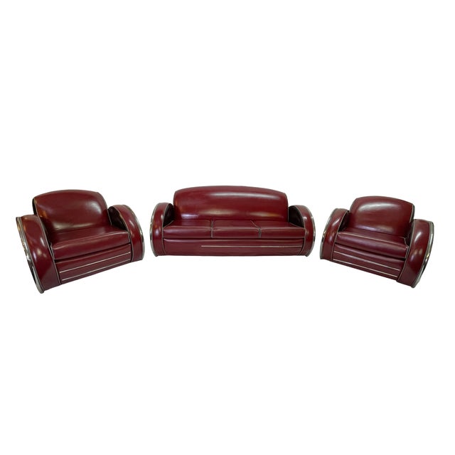 Art Deco 1980s Streamline Moderne Seating Suite Attributed to Donald Deskey For Sale - Image 3 of 18