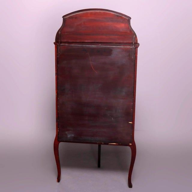 Burnt Umber Antique French Louis XVI Mahogany Demilune Vitrine For Sale - Image 8 of 13