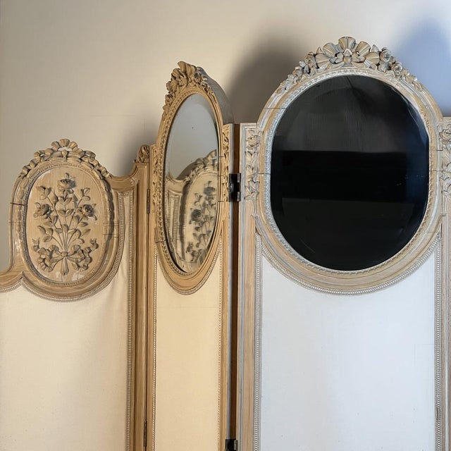 1920s Large French Four-Fold Mirrored Dressing Screen, 1920s For Sale - Image 5 of 12
