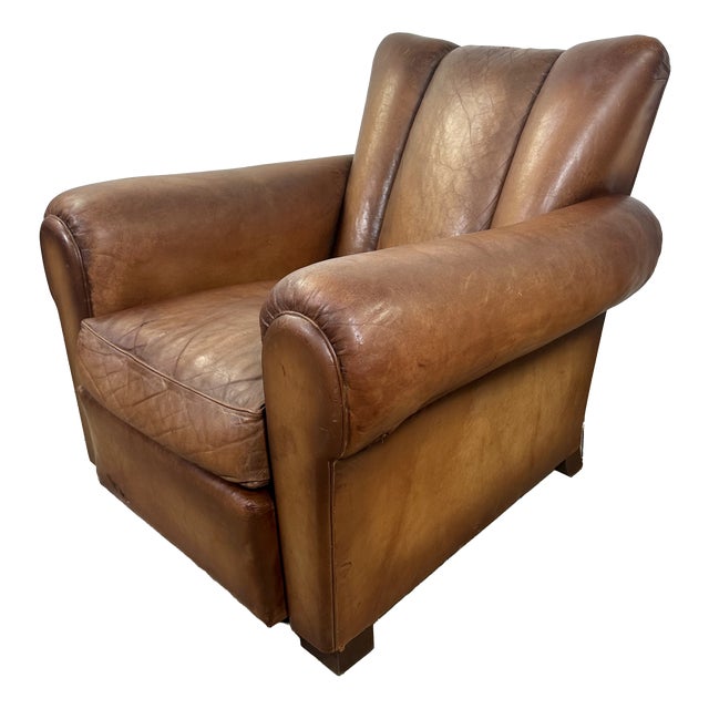 Vintage Leather Club Chair, 1950s For Sale