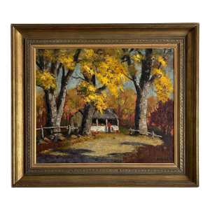 Vintage Impressionist Framed Fall Landscape Oil Painting