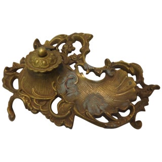 Art Nouveau Bronze Ink Well For Sale