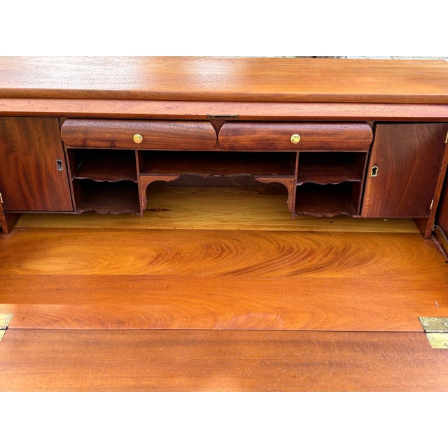 Late 19th Century Antique Chippendale Flame Walnut Slant Front Secretary Desk For Sale - Image 5 of 17