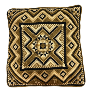 Vintage 1971 & Signed Bargello Needlepoint Pillow - Handmade of Wool & Velvet by Artist T. Lu Nixon - Mid Century Modern, Boho Chic, Cottage Core