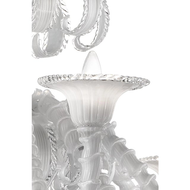 Contemporary Venetian White "Cà Rezzonico" Murano Glass Chandelier For Sale - Image 3 of 8