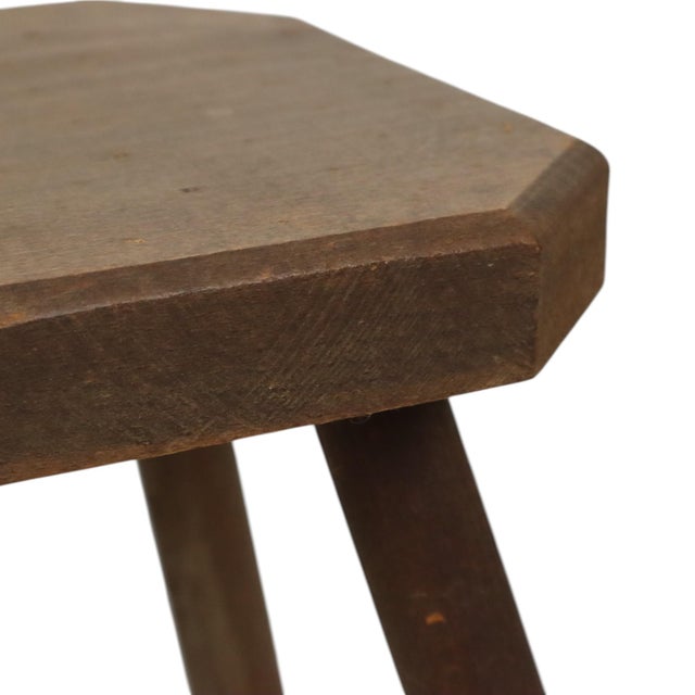 Brutalist Rustic Wood Milk Stool For Sale - Image 9 of 15