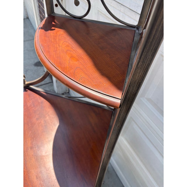 Late 20th Century Drexel Heritage French Country Wrought Iron & Wood Corner Etagere, Attributed For Sale - Image 9 of 11