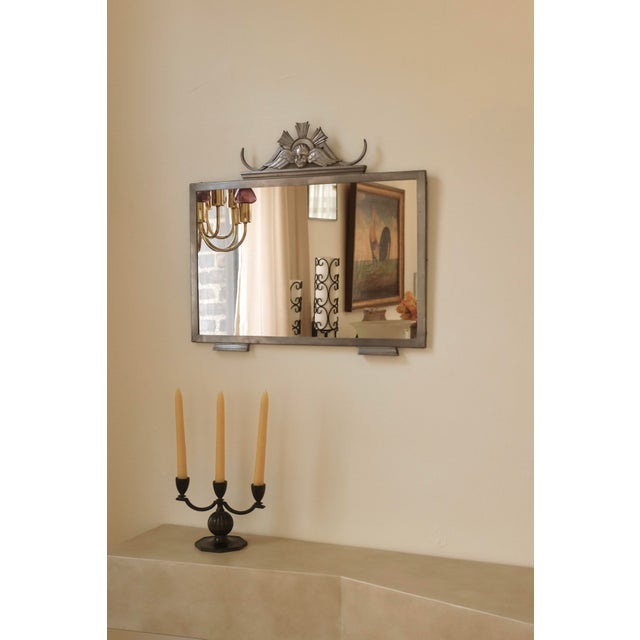 Gray 1936 Pewter Mirror by Nils Fougstedt For Sale - Image 8 of 11