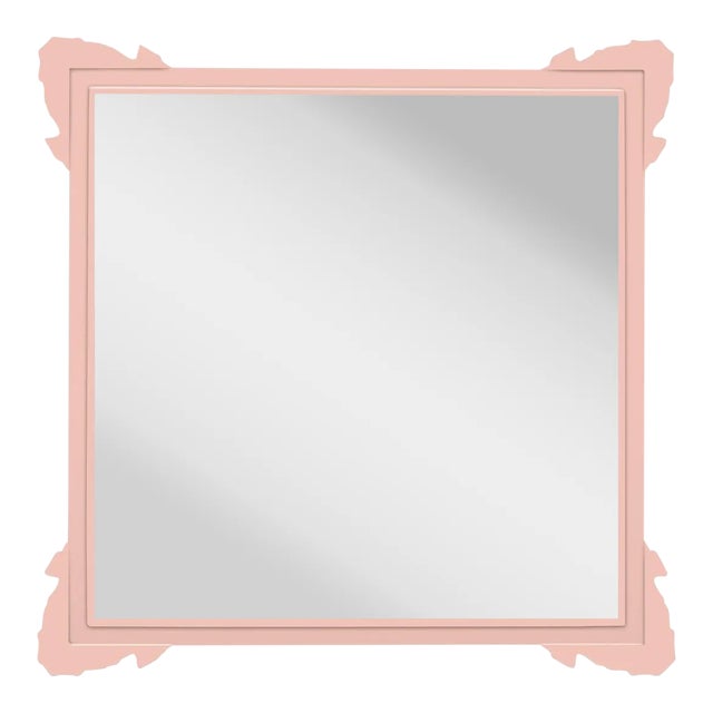 Fleur Home Garden District Napoleon Square Mirror in Salmon Berry, 24x24 For Sale