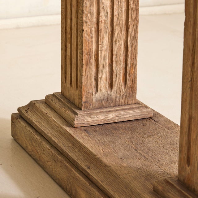 French Neoclassical Revival Oak + Pink Granite Top Desk, 1940s For Sale - Image 11 of 11