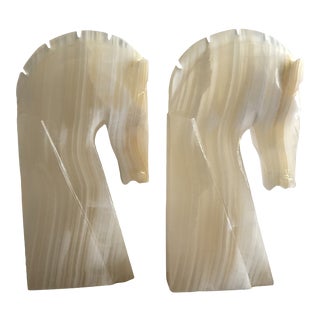 Vintage Onyx Horse Bookends - a Pair For Sale