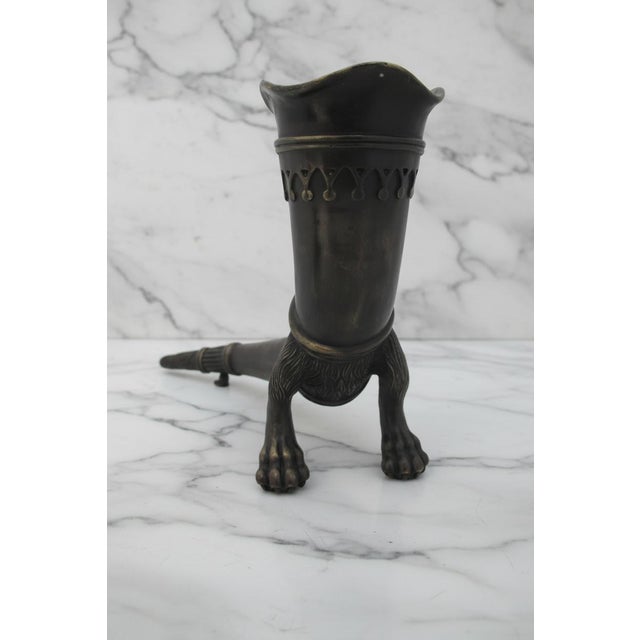 Decorative Bronze Lion Foot Drinking Horn Rhyton Vase Cornucopia Vessel Pair For Sale - Image 9 of 14