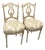 Set of 2 French Louis XVI-Inspired Chairs – Silver Leaf Frames With Off-White Damask Upholstery For Sale