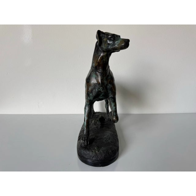 Vintage Bronze Dog Sculpture Signed Roger For Sale - Image 11 of 12