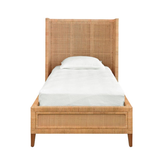 2020s Matthew Izzo Home Dolly Twin Winged Rattan Bedframe For Sale - Image 5 of 5