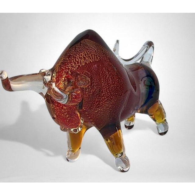 Late 20th Century Murano Red Glass Bull Sculpture “Sommerso” Technique For Sale - Image 6 of 16