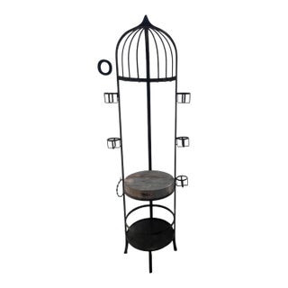 1980s Signed Phyllis Morris Beverly Hills Monumental Wrought Iron Wine & Cheese Stand, 83” For Sale