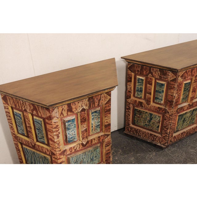 18th C Italian Halved-Hexagon Demi Cabinets For Sale - Image 4 of 10