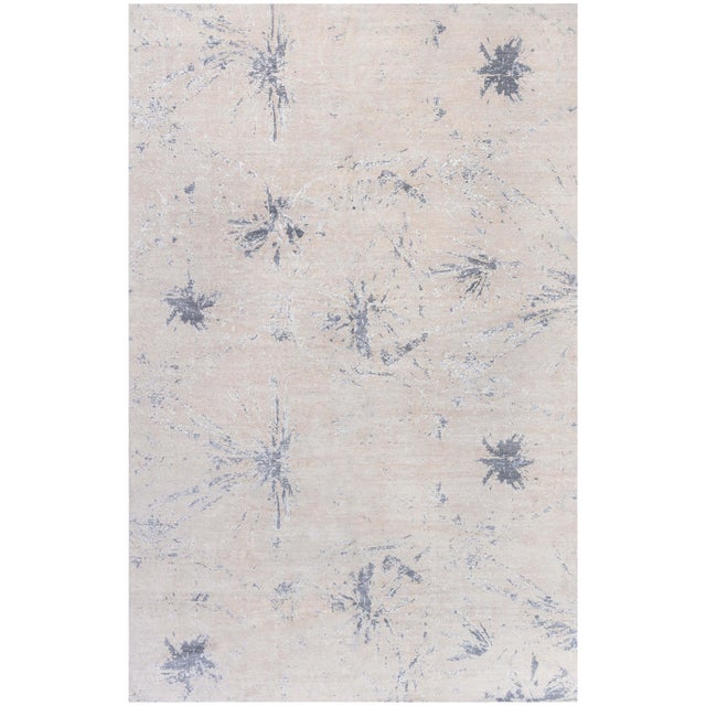 Abstract Modern “Blue Splash” Wool Rug by Doris Leslie Blau For Sale