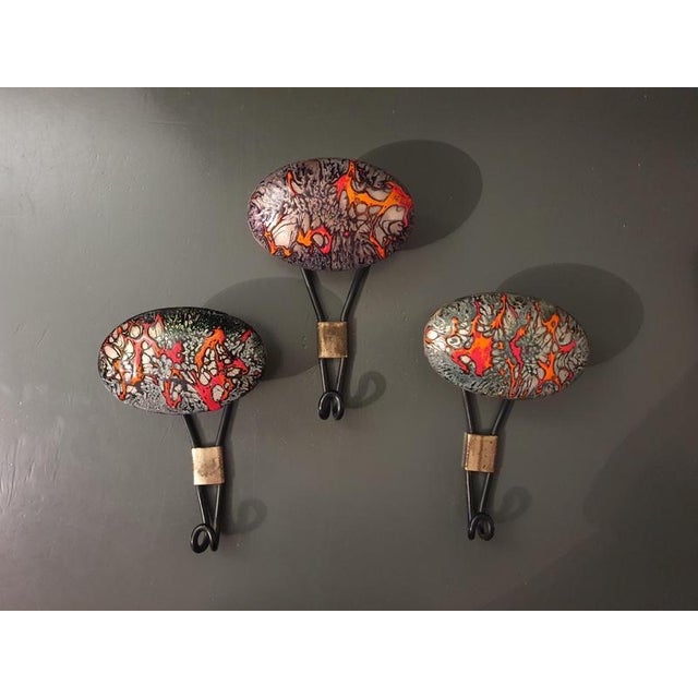 1960s Enamelled Coat Hooks by Harvey Creazioni, 1960s, Set of 3 For Sale - Image 5 of 5