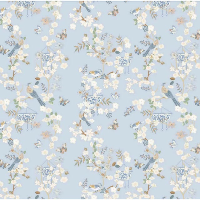 Chinoiserie Pale Blue Chinoiserie Gift Wrap, Set of 2 Rolls For Sale - Image 3 of 3