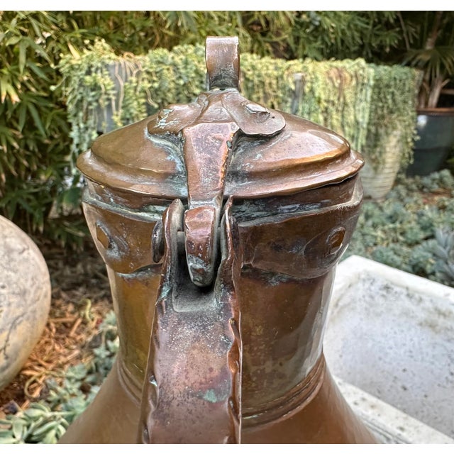 Late 19th Century Antique 19th Century Large Hammered Copper Lidded Jug Pitcher Ewer For Sale - Image 5 of 12