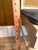 Vintage Cane and Wood Vanity Chair With Custom Blue Leather Tufted Cushion For Sale - Image 6 of 15
