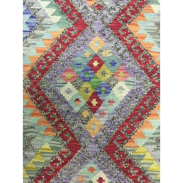 Hand Knotted Traditional Design Uzbak Wool Kilim Rug-3'11" X 6'0" For Sale In Los Angeles - Image 6 of 8
