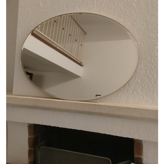 Metal Beveled Mirror with Brass Frame, 1980s For Sale - Image 7 of 8
