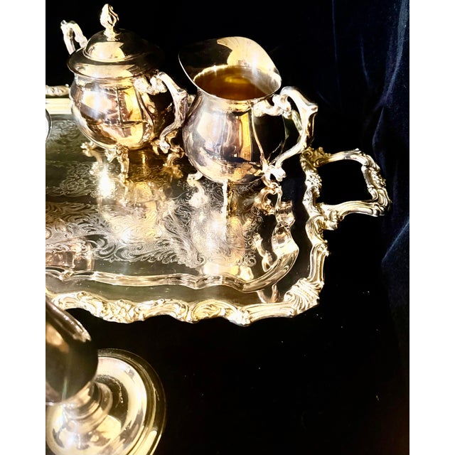Silver Vintage Silver-Plated on Copper Tea and Coffee Service Set For Sale - Image 8 of 11
