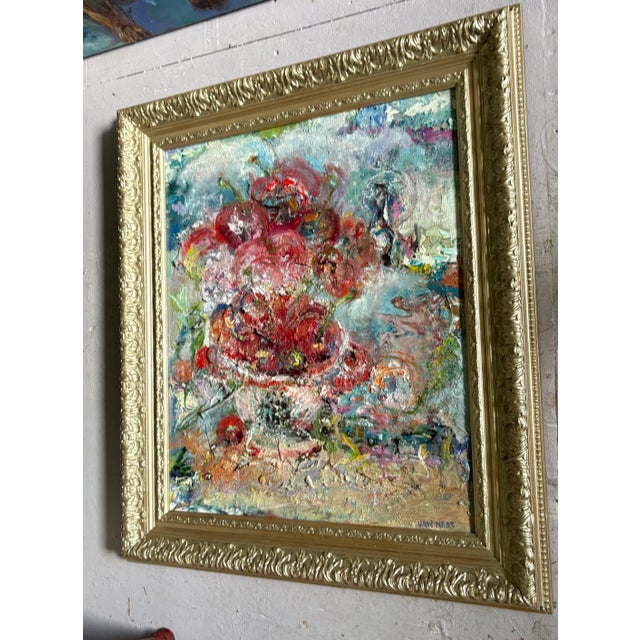 Wood "Cherry Bomb", Original Oil Painting, Abstract, Expressionistic, by Van Ness For Sale - Image 7 of 17
