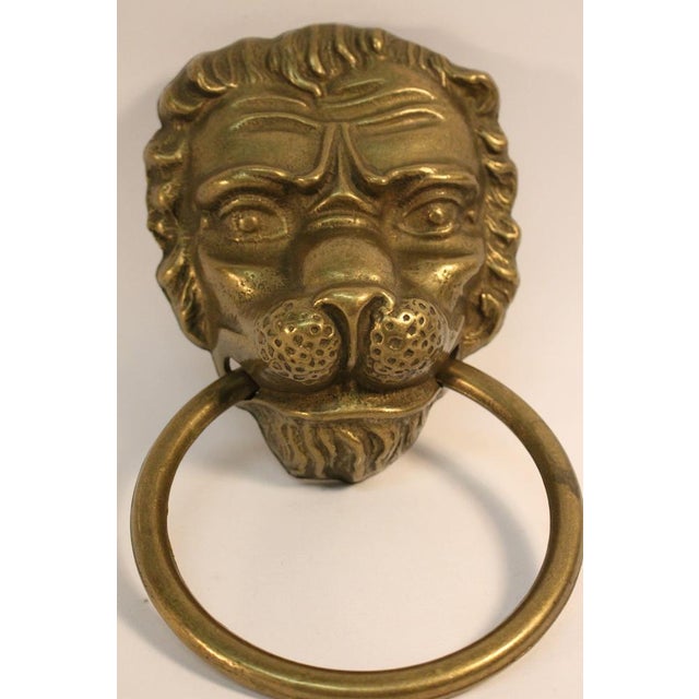 Vintage Door Knocker Lion Head in Brass, 1950s For Sale - Image 3 of 18
