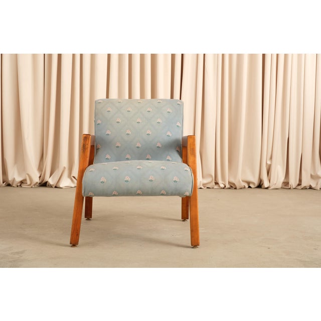 Blue Mid Century Modern Armchair Attributed to Leslie Diamond for Conant Ball For Sale - Image 8 of 15