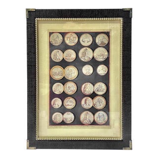 Vintage Framed William & Mary Medals Engraving For Sale