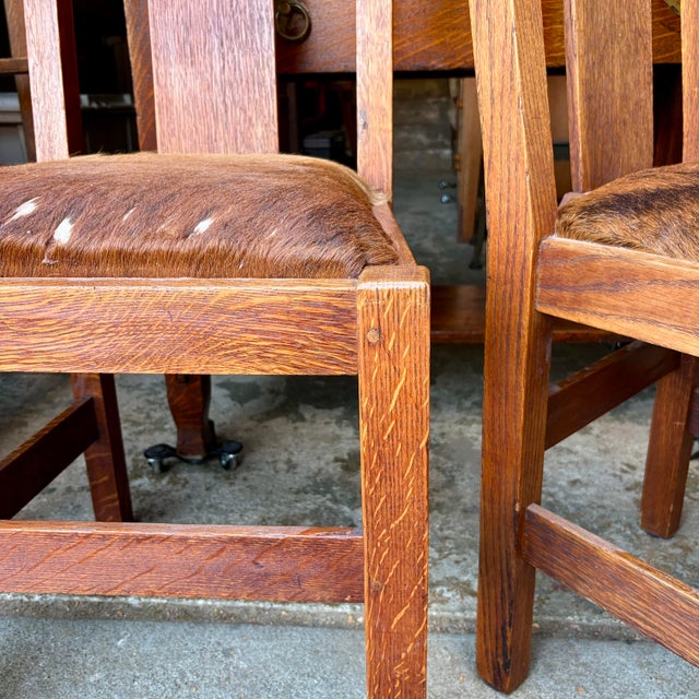 1920s Mission Oak Craftsman Set of 5 Dining Chairs For Sale In San Francisco - Image 6 of 10
