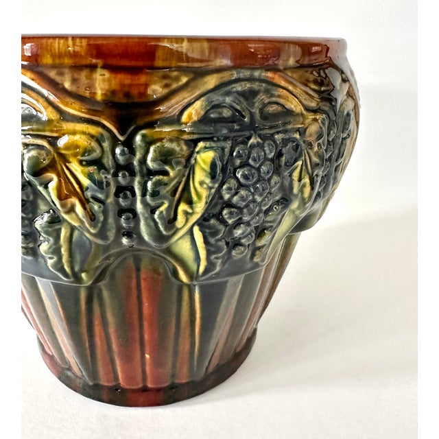 1920s Arts & Crafts Brush McCoy Pottery #224 Blended Grapes Nuglaze Jardinere Vase For Sale - Image 10 of 11