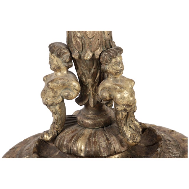 High Antique Gilded Wood Floor Chandelier, 1700s For Sale - Image 15 of 18