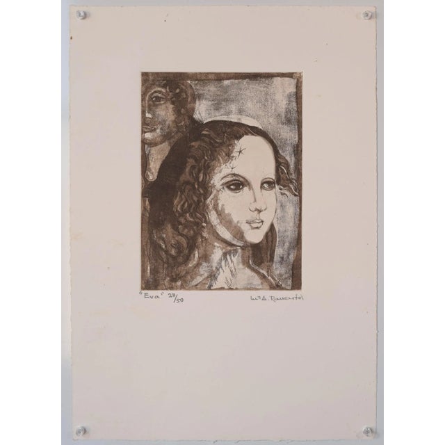 Titled 'eva' by the artist, the medium of this work lends a certain mysterious quality to the portrait. Depicting the face...