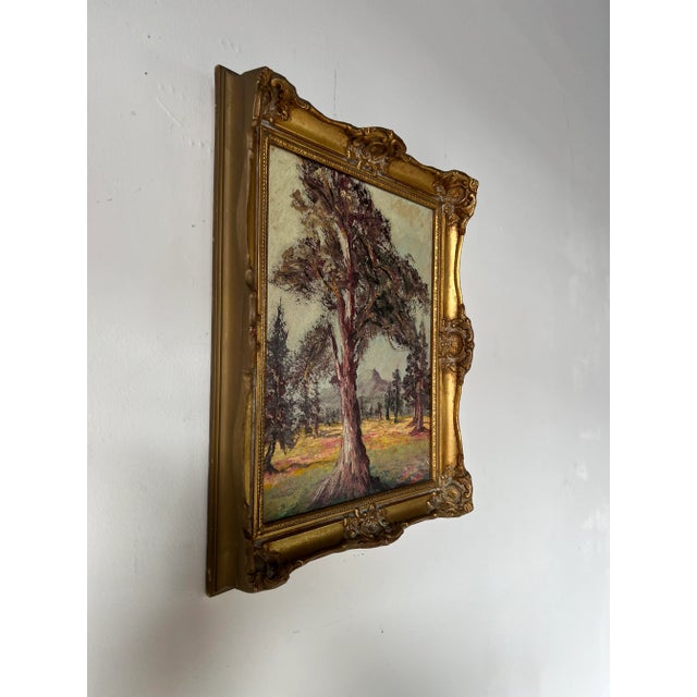 Wood 60's Vintage Plein Air Impressionist Trees Landscape Painting, Framed For Sale - Image 7 of 11